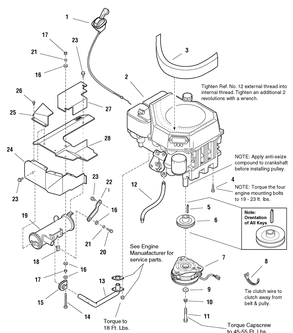 Engine Group Diagram and Parts List for 2277700-107277700-ZT7000 2004 Briggs and Stratton Lawn Tractor